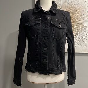 Blank Denim Jean Jacket in Distressed Black Studs